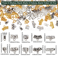 150個15スタイルチベットスタイルの合金チャーム  コラム  ミックスカラー  8~9x4.5~14x5~6.5mm  穴：1.3~2mm  10個/スタイル&nbsp;PALLOY-SC0019-86
