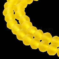透明ガラスビーズ連売り  多面カット  艶消し  ロンデル  ゴールド  2.9~3.3mm  穴：1mm  約135~140個/連  32~34cm&nbsp;EGLA-A034-T2mm-MD17