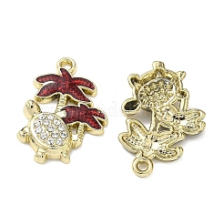 合金ラインストーンペンダント  エナメル  ウミガメ  ゴールドカラー  24x16x3.5mm  穴：1.6mm&nbsp;FIND-C087-12G