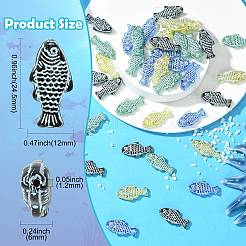 4色塗装透明ガラスビーズ40個  魚  ミックスカラー  24.5x12x6mm  穴：1.2mm  10個/カラー&nbsp;GLAA-CJ0003-02