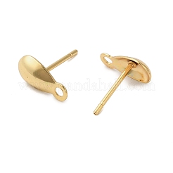 304ステンレススチールスタッドピアス金具  ティアドロップ  カン付き  ゴールドカラー  10x5mm  穴：1.4mm  ピン：0.9mm&nbsp;STAS-I350-09G