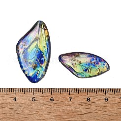 透明エポキシ樹脂製蝶の羽ペンダント4個  金箔＆グリッターパウダー入り  きいろ  29.5~39.5x16~20x2.5mm  穴：1.1mm&nbsp;RESI-C057-01B
