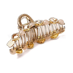 樹脂とラインストーンのヘアクリップ  グレー  正方形  51x113x44.5mm&nbsp;PHAR-Z008-01D