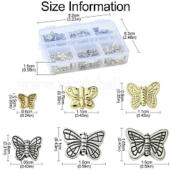 91個 6スタイル チベットスタイル 合金 バタフライビーズ  ミックスカラー  5~15x6~15x3~5mm  穴：1.2mm&nbsp;FIND-YW0004-92
