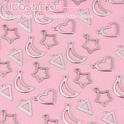 240個 4スタイル 304ステンレススチール オープンペンダント  混合形状  ステンレス鋼色  10~15x9~14x0.5~0.8mm  穴：1~1.4mm  60個/スタイル&nbsp;STAS-DC0005-65