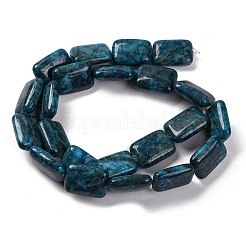 天然な青瑪瑙ビーズ連売り  染め  長方形  18x13.5x5.5mm  穴：1.2mm  約22個/連  15.75インチ（40cm）&nbsp;G-T047-B02-01