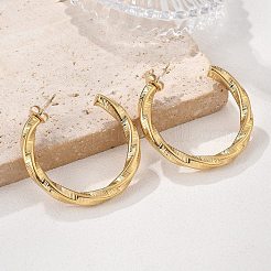 304ステンレススチールツイストC字スタッドピアス  18KGP本金メッキ  39.5x4.5mm&nbsp;EJEW-V016-09G-02