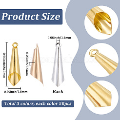 150本3色合金ペンダント  コーンチャーム  ミックスカラー  24.5x7.5x6.5mm  穴：1.4mm  50個/カラー&nbsp;FIND-SC0023-84
