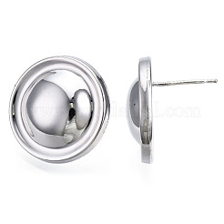 合金スタンドピアス  スチールピンと  フラットラウンド  カドミウムフリー＆鉛フリー  プラチナ  17.5mm  ピン：0.7mm&nbsp;EJEW-T015-13P-RS