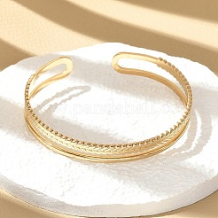 女性用304ステンレススチールカフバングル  18KGP本金メッキ  葉  内径：2-1/8インチ（5.45cm）&nbsp;BJEW-B120-03G-03