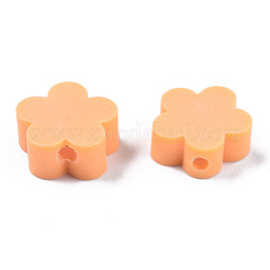 手作り樹脂粘土ビーズ  花  砂茶色  9.5~10x10x3.5~4.5mm  穴：1.6mm&nbsp;CLAY-N011-023F