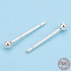 スターリングシルバー ラウンド ボール スタッド イヤリング 925 個  銀  2mm  ピン：0.8mm&nbsp;STER-T005-01A