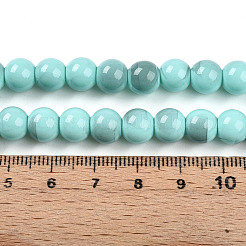 ペイントガラスビーズを焼く  ラウンド  ツートン  ターコイズ  8~8.5mm  穴：1.4mm&nbsp;X1-DGLA-N013-8mm-04