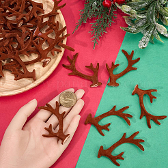 ベルベットとプラスチックの枝角の雪だるまの手枝36個、2つのスタイル  クリスマス雪だるま作りアクセサリー  サドルブラウン  63x57x7mm  穴：3.7mm  18個/スタイル&nbsp;FIND-GF0007-09B