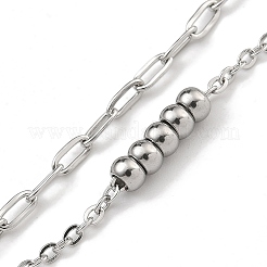304ステンレススチールマルチ連チェーンブレスレット  ステンレス鋼色  6-7/8インチ（17.5cm）&nbsp;BJEW-H618-19P