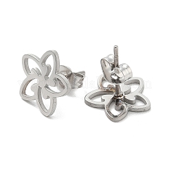 変色しない304ステンレススチールスタッドピアス  花  ステンレス鋼色  11.5x12mm&nbsp;EJEW-K285-07P