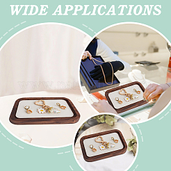 ネックレス用のベルベットジュエリープレート付きクルミ  ブレスレット  ピアス  リング  長方形  ホワイト  140x90x17mm&nbsp;ODIS-WH0038-184A-01