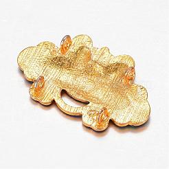 合金エナメルマルチ連リンク  花  ゴールドカラー  カラフル  24x41x2mm  穴：2mm&nbsp;ENAM-G046-01