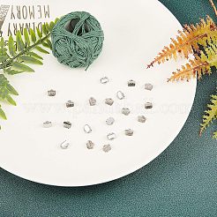 304ステンレススチールリボンカシメエンドパーツ  長方形  ステンレス鋼色  6x6.5mm  穴：2.5x1.5mm  200個/箱&nbsp;STAS-UN0009-40P