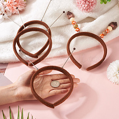 布製とプラスチック製のヘアバンド  女性の女の子のためのヘアアクセサリー  ココナッツブラウン  210x120x14mm  内径：105mm&nbsp;OHAR-TAC0020-01D