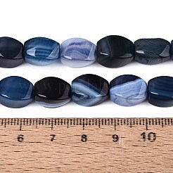 天然石瑪瑙ビーズ連売り  ツイスト  染め  マリンブルー  11~12.5x7~9x7~9mm  穴：0.7~1.2mm  約32~33個/連  14.57~16.14インチ（37~41cm）&nbsp;G-Q604-02A-05