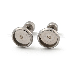 変色しない201ステンレススチールスタッドピアス金具  304ステンレスピン付き  ラウンド  ステンレス鋼色  トレイ：6mm  9.5x7.5x7.5mm&nbsp;STAS-O004-07A-P