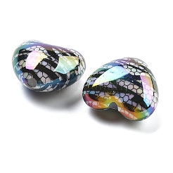 UVメッキアクリルビーズ  六角形のハート  ブラック  19.5x21.5x12.5mm  穴：3mm&nbsp;OACR-M022-06