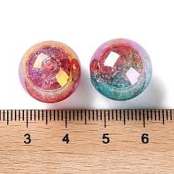 UVメッキ透明クラックルアクリルビーズ  ABカラー  ラウンド  ミックスカラー  16x15.5mm  穴：3mm&nbsp;MACR-D029-20