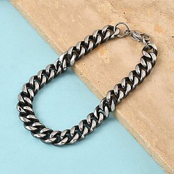 667ステンレススチールカーブチェーンブレスレット（男性・女性用）  ステンレス鋼色  8-1/2インチ（21.7cm）&nbsp;BJEW-D367-02