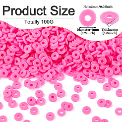 手作りポリマー粘土ビーズ 100g  ディスク/フラットラウンド  ヒシビーズ  赤ミディアム紫  6x1mm  穴：2mm&nbsp;CLAY-TA0001-77B