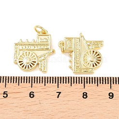 真鍮チャーム  馬車チャーム  長持ちする  ラックめっき  鉛フリー＆カドミウムフリー  丸カン付き  18KGP本金メッキ  17.5x16x2mm  丸カン：5x1ミリ  内径：3.5mm&nbsp;KK-B167-09G