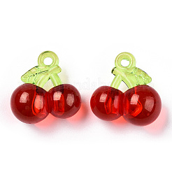 透明なアクリルパーツ  チェリー  レッド  20x19.5mm  穴：2.5mm&nbsp;TACR-CJC0010-04