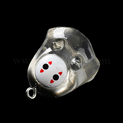 樹脂チャーム  プラチナトーンのアイアンループ付きハロウィーンゴーストチャーム  ホワイト  25x21x22mm  穴：2mm&nbsp;X-CRES-D009-01C