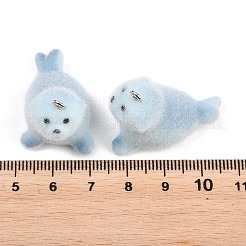 不透明樹脂のペンダント  プラチナ鉄ループ付き  ライトブルー  アシカチャーム  27x20x28.5mm  穴：2mm&nbsp;RESI-P053-03B-P
