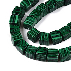 合成マラカイトビーズ連売り  キューブ  8~9x8~9x8~9mm  穴：1.2mm  約47~49個/連  15.35~15.79''（39~40.1センチメートル）&nbsp;G-T139-8x8-39