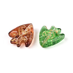 ベーキングペイント透明ガラスビーズ  魚  ゴールドライン入り  ミックスカラー  17.5~18x15x6.5~7.5mm  穴：1~1.4mm&nbsp;DGLA-N018-25