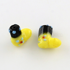 手作りランプワークビーズ  クリスマス用のブート  ミックスカラー  15x9.5x15mm  穴：2mm&nbsp;X-LAMP-R010-M