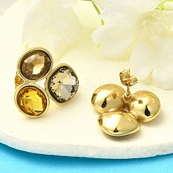 304ステンレススチールラインストーンスタッドピアス  イオンプレーティング（ip）  ミックスカラー  23.5x22.5mm&nbsp;EJEW-M070-03G