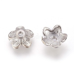 Ccbプラスチックビーズキャップ  5花びら  花  プラチナ  9.5x4mm  穴：1.6mm&nbsp;CCB-E053-31P