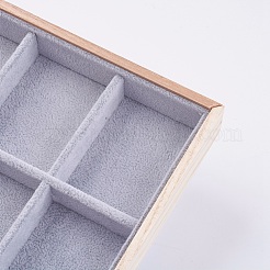 立方体の木の装飾ディスプレイ  ベルベットで覆われた  18のコンパートメント  ライトグレー  35x24 x3.1cm&nbsp;ODIS-K002-02