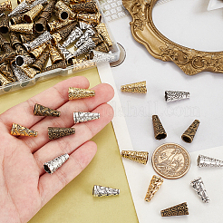 90個6スタイルのチベットスタイルの無花弁合金ビーズコーン  ミックスカラー  17.5~18x8~8.5mm  穴：1~1.8mm&nbsp;FIND-PH0021-18