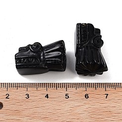 天然なオブシディアンのビーズ  竜の頭  26x16.5x14.5mm  穴：2mm&nbsp;G-A222-04C