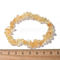 チップ天然シトリン（染色＆加熱）ビーズストレッチブレスレット  1-3/4インチ（4.5cm）&nbsp;BJEW-JB01826-08