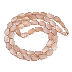 電気メッキガラスビーズセット  艶消し  オーバル  砂茶色  14x9x4.5mm  穴：1mm  約50個/連  27.17インチ（69cm）&nbsp;EGLA-C009-01B-PL01