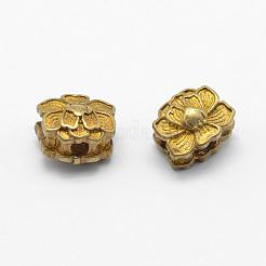 真鍮ビーズ  鉛フリー＆カドミウムフリー＆ニッケルフリー  蓮  生（メッキなし）  9.5x12x8.5mm  穴：2.5mm&nbsp;KK-K185-41-RS