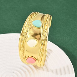 304ステンレススチール製ワイドカフバングル（女性用）  アクリルと  18KGP本金メッキ  1-3/8インチ（3.35cm）  内径：2-1/2インチ（6.3cm）&nbsp;BJEW-K285-02G