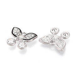 合金ラインストーンペンダント  エナメル  蝶のチャーム  プラチナ  15x18x4mm  穴：2mm&nbsp;FIND-N012-04P
