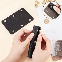 Pu レザー荷物ハンドル ラップ カバー  ハンドルグリッププロテクター  鉄のスナップボタン付き  長方形  スーツケース用  ハンドバッグ  ブラック  13x9x0.2~0.5cm&nbsp;FIND-WH0013-43B
