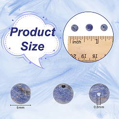 3連売り天然ソーダライトビーズ連売り  艶消し  ラウンド  6mm  穴：0.8mm  約60個/連  14.1インチ&nbsp;G-OC0005-07