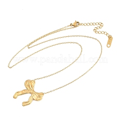 イオンプレーティング（IP）304ステンレススチール製蝶結びペンダントアズキチェーンネックレス（女性用）  18KGP本金メッキ  16.65インチ（42.3cm）&nbsp;NJEW-P320-12A-G